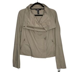 DKNY NWT Tan/Chino Moto style Cotton Blend Fall/Spring Jacket W/Lacing Details 8
